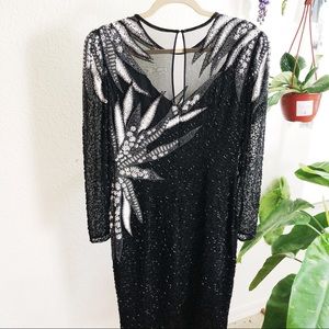 Vintage black and white beaded dress